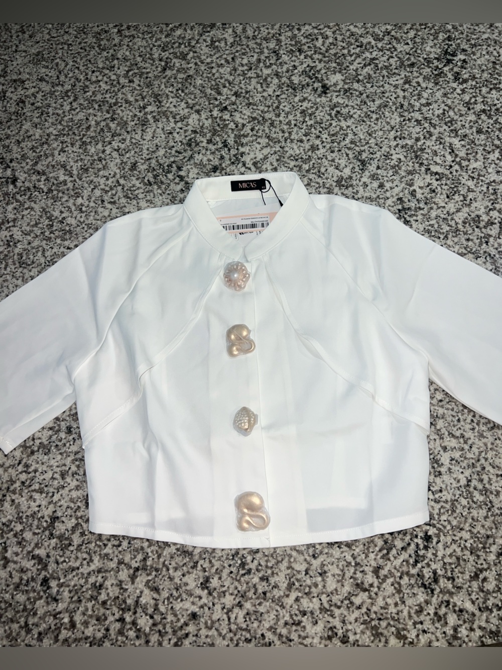 MICAS White Button-Front Blouse with Decorative Gold Buttons